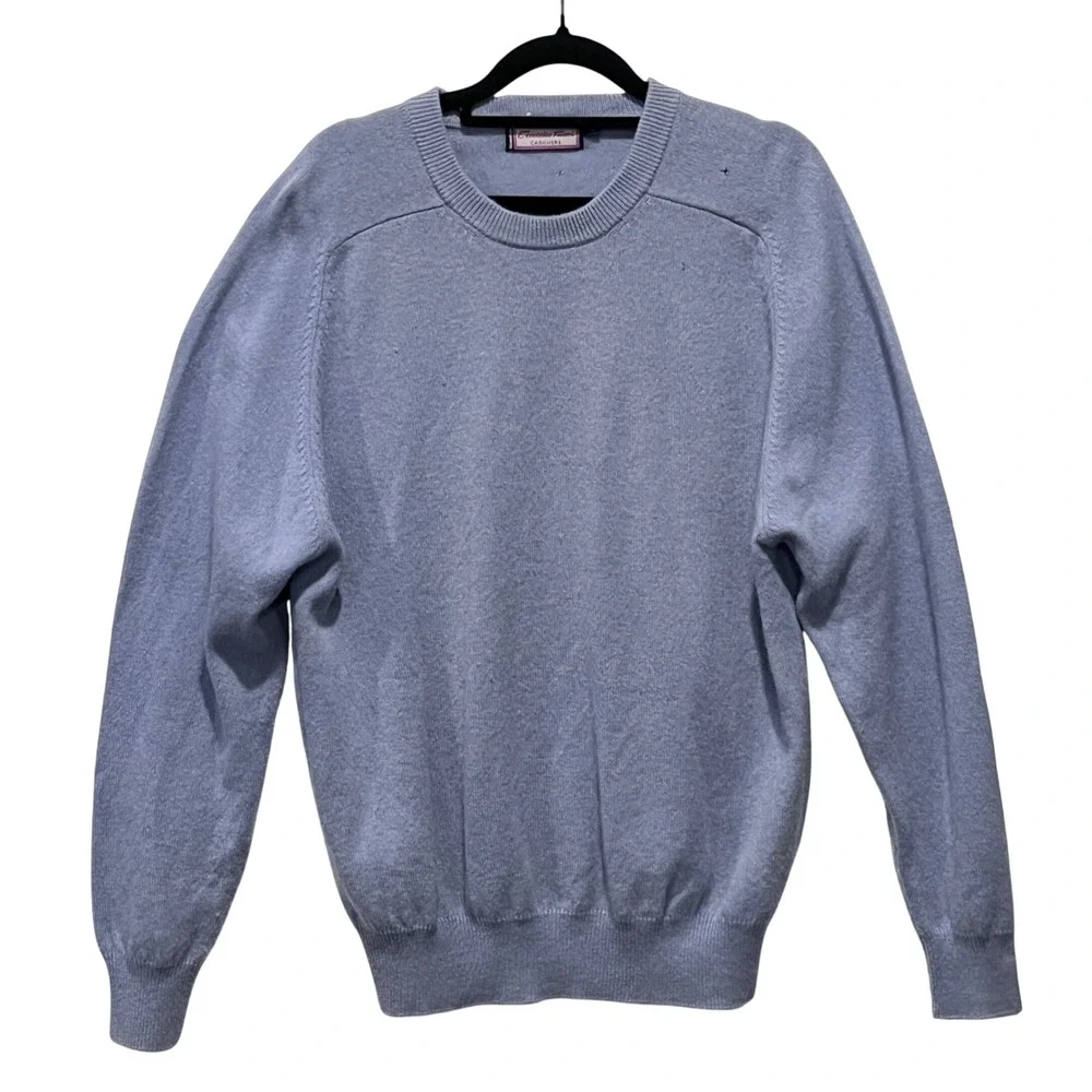 Eucidio Tucci Spain Mens Soft Blue Cashmere‎ Crewneck Sweater Size Medium READ